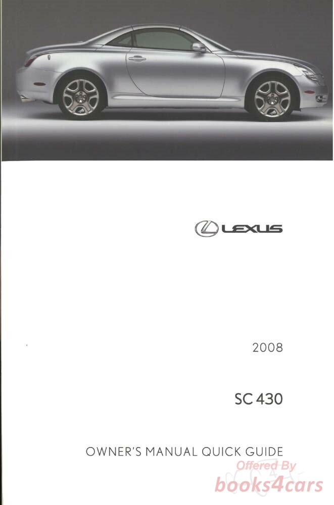 view cover of 2008 SC430 owners manual by Lexus
