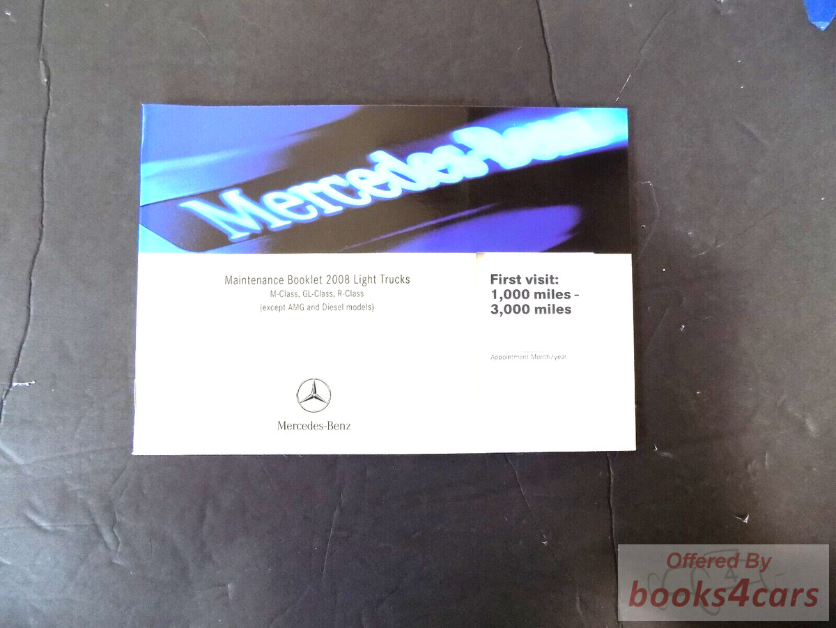view cover of 2008 Maintenance Booklet for M-Class GL-Class and R-Class Light Truck Models by Mercedes-Benz (Does not include AMG or Diesel Models).
