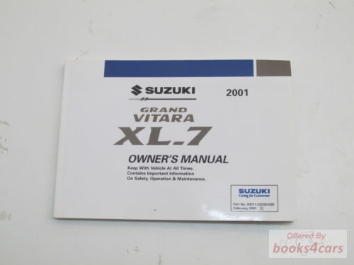 view cover of 2001-2002 Grand Vitara XL7 Owners Manual by Suzuki for XL-7
