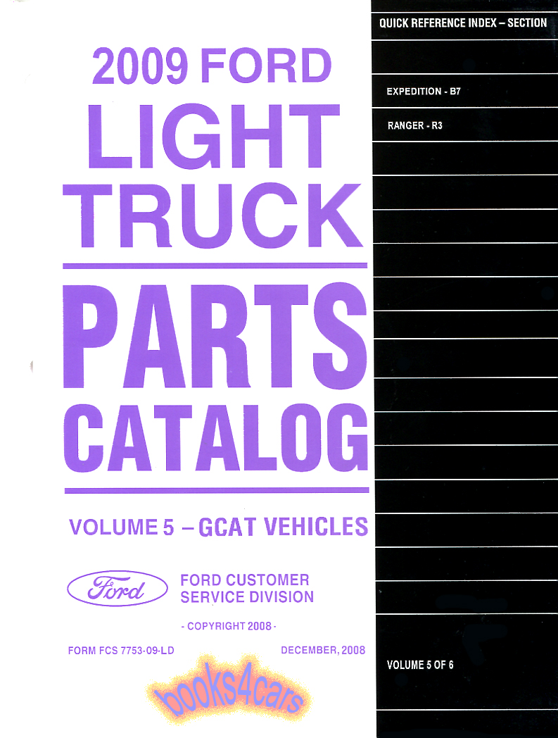 view cover of 2009 Expedition & Ranger Parts Manual by Ford Truck covering 06-09 ranger as well as 07-14 Expedition