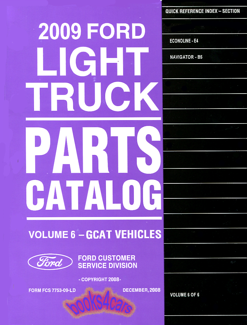 view cover of 2009 Econoline Van & Navigator Parts Manual by Ford & Lincoln