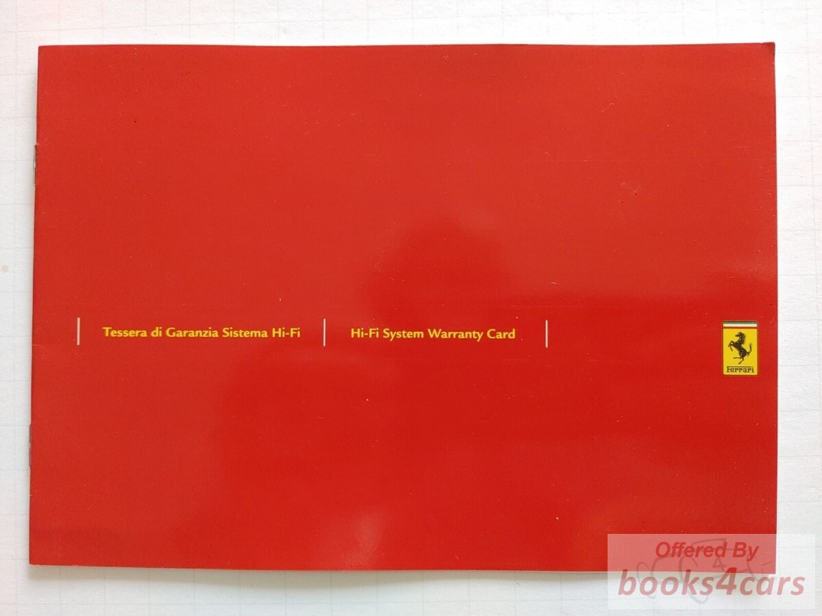view cover of 2009 Tessera di Garanzia Warranty card booklet owners manual by Ferrari English Italian French German Spanish