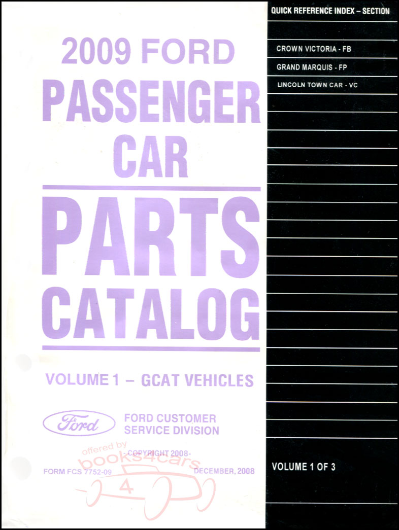 view cover of 2009 Parts Manual By Ford Mercury & Lincoln covering Crown Victoria Grand Marquis & Town Car 2006-2011