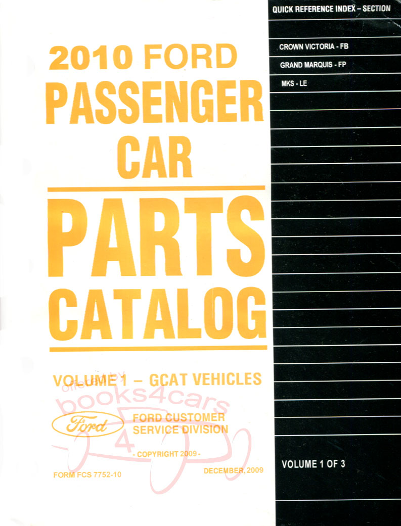 view cover of 2010 illustrated Parts Manual by Ford Lincoln & Mercury covering Crown Victoria MkS & Grand Marquis