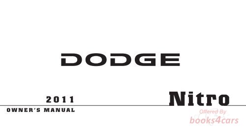 view cover of 2011 Nitro Owners Manual by Dodge