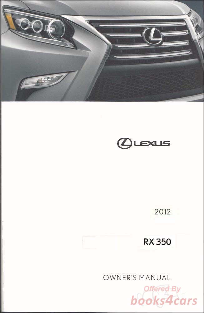 view cover of 2012 RX350 owners manual by Lexus for RX 350