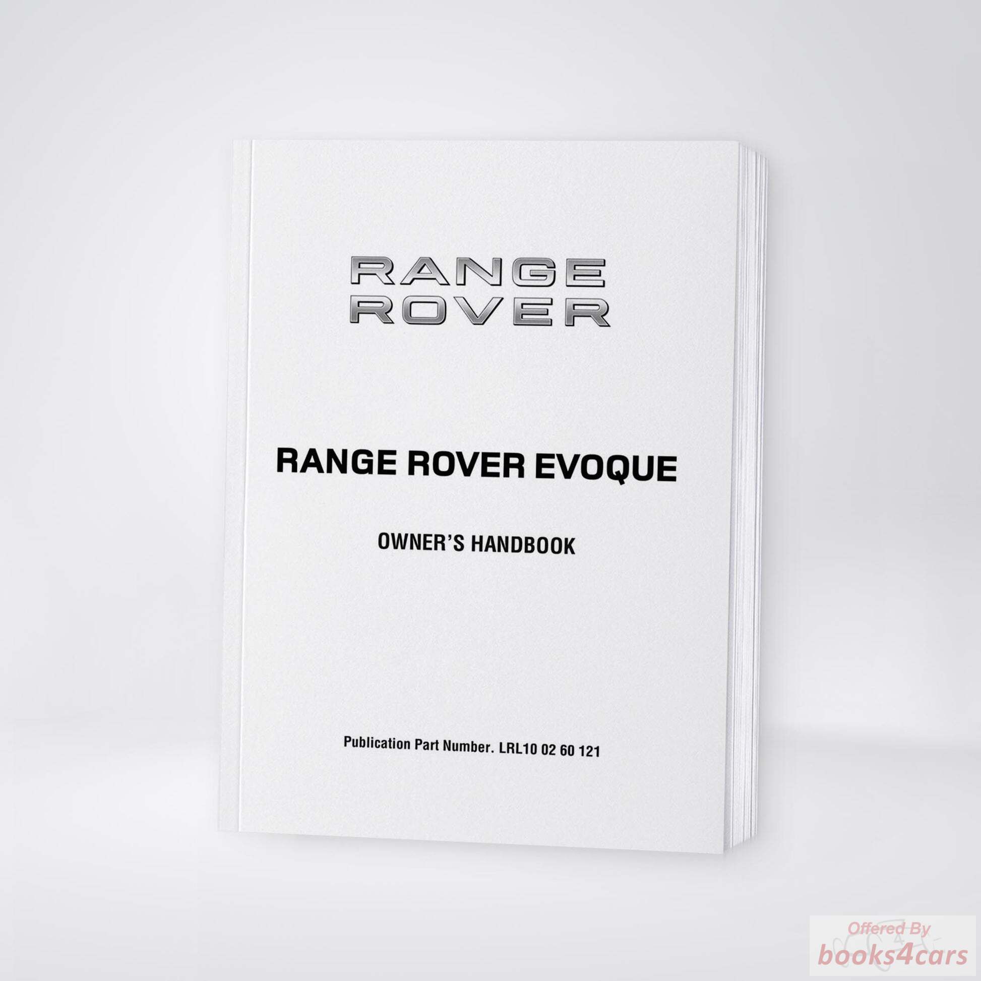 view cover of 2012 Range Rover Evoque Owners manual by Land Rover