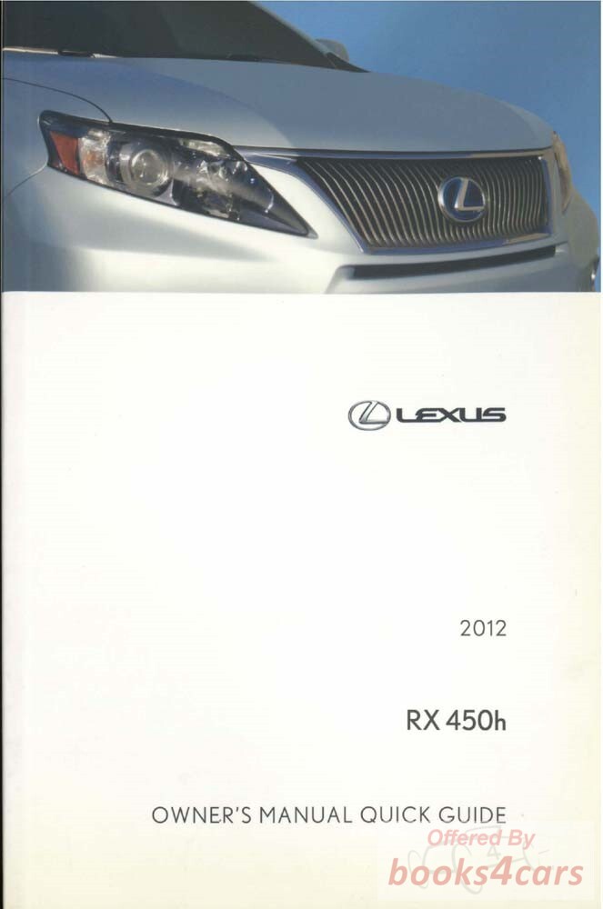view cover of 2012 RX450h owners manual by Lexus