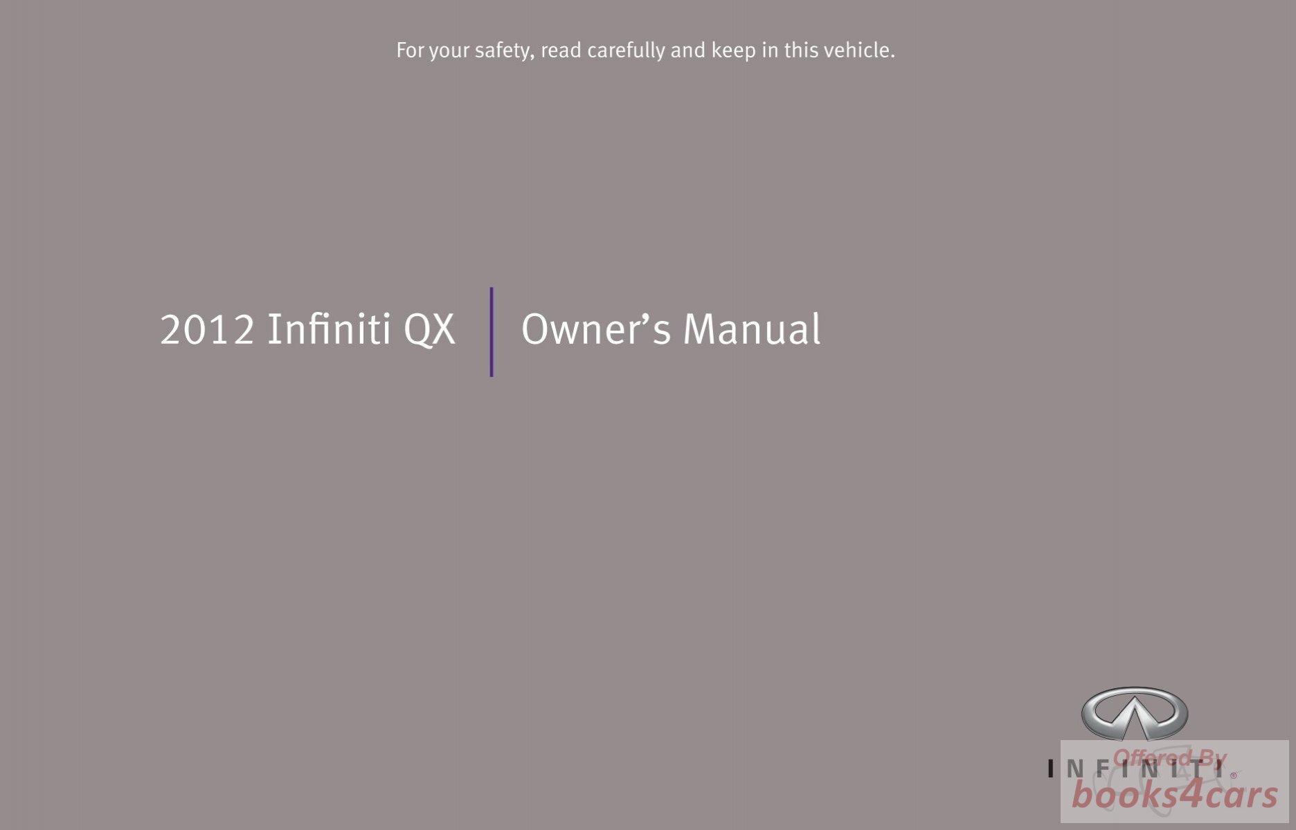 view cover of 2012 QX56 Owners Manual by Infiniti