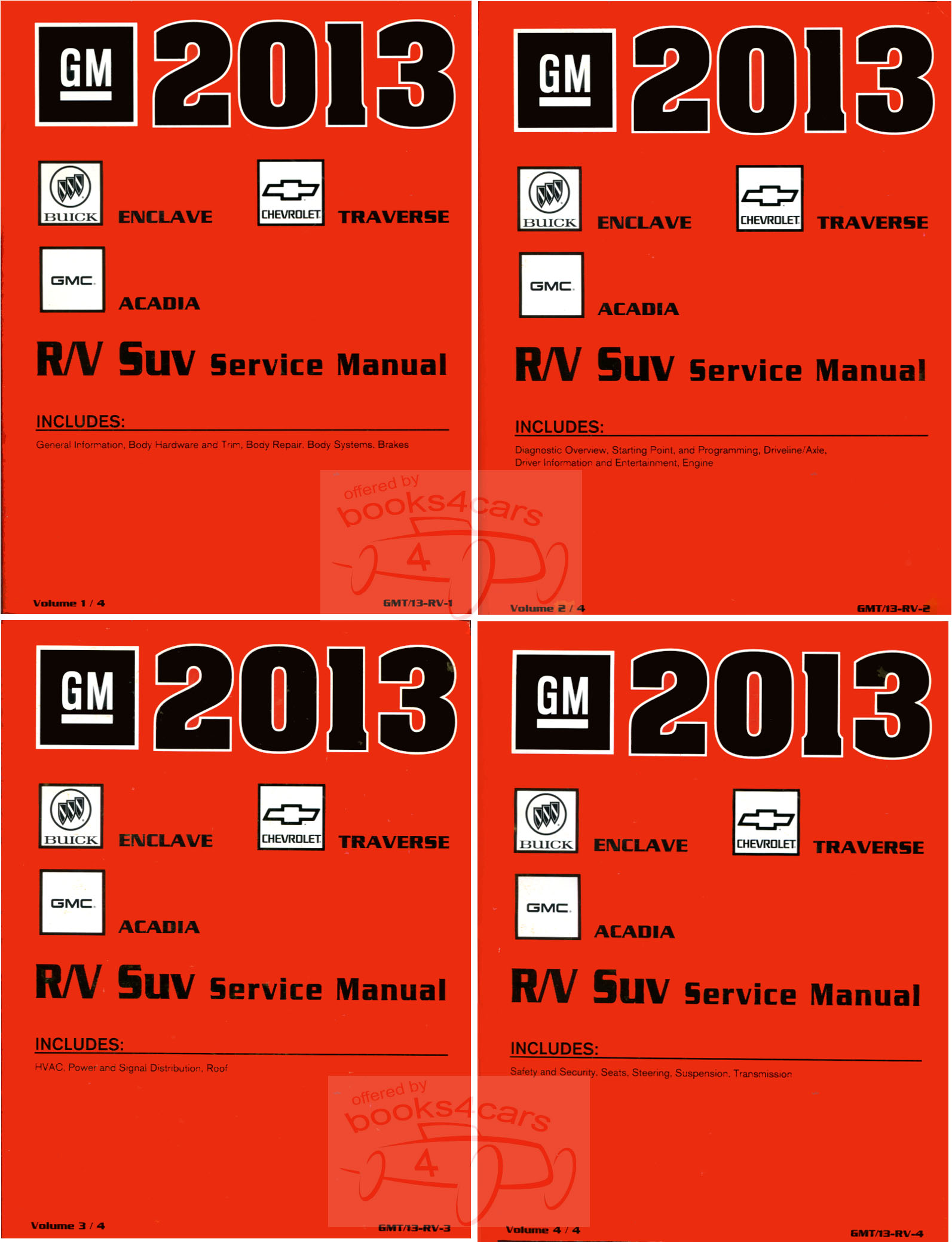 view cover of 2013 Traverse Enclave Acadia Outlook Shop Service Repair Manual Set by GM for Cheverolet Buick GMC & Saturn