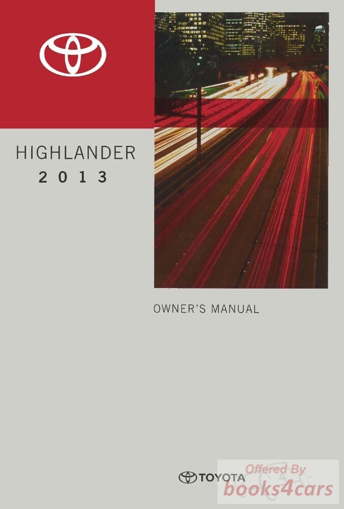 view cover of 2013 Highlander owners manual by Toyota