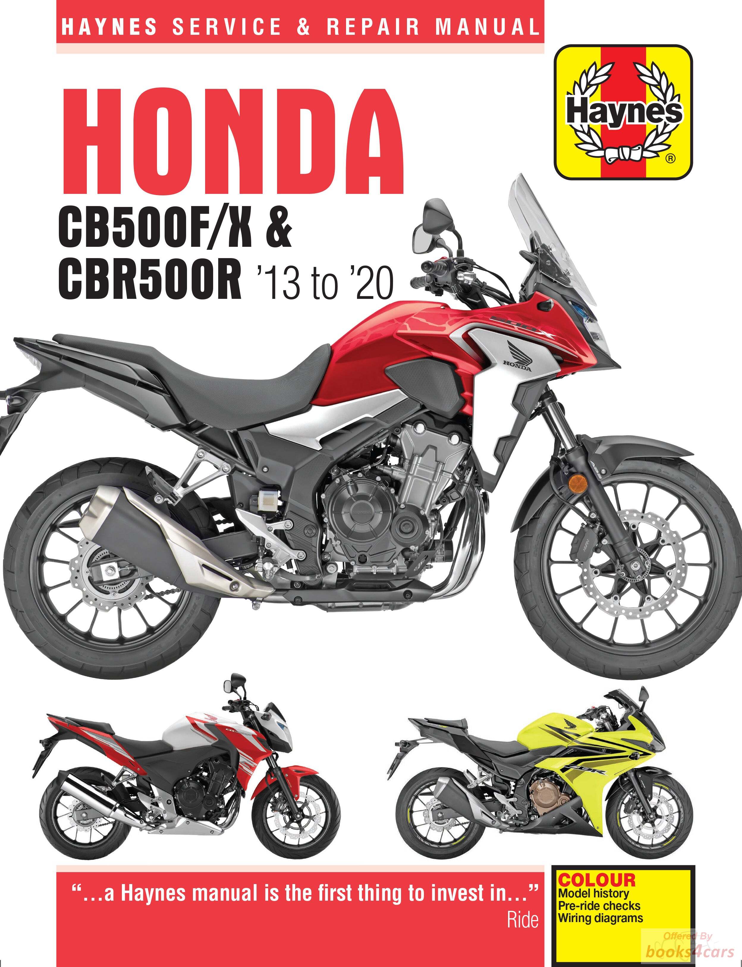 view cover of 2013-2020 Honda CB500F CBR500R CB500X Shop Service Repair Manual by Haynes
