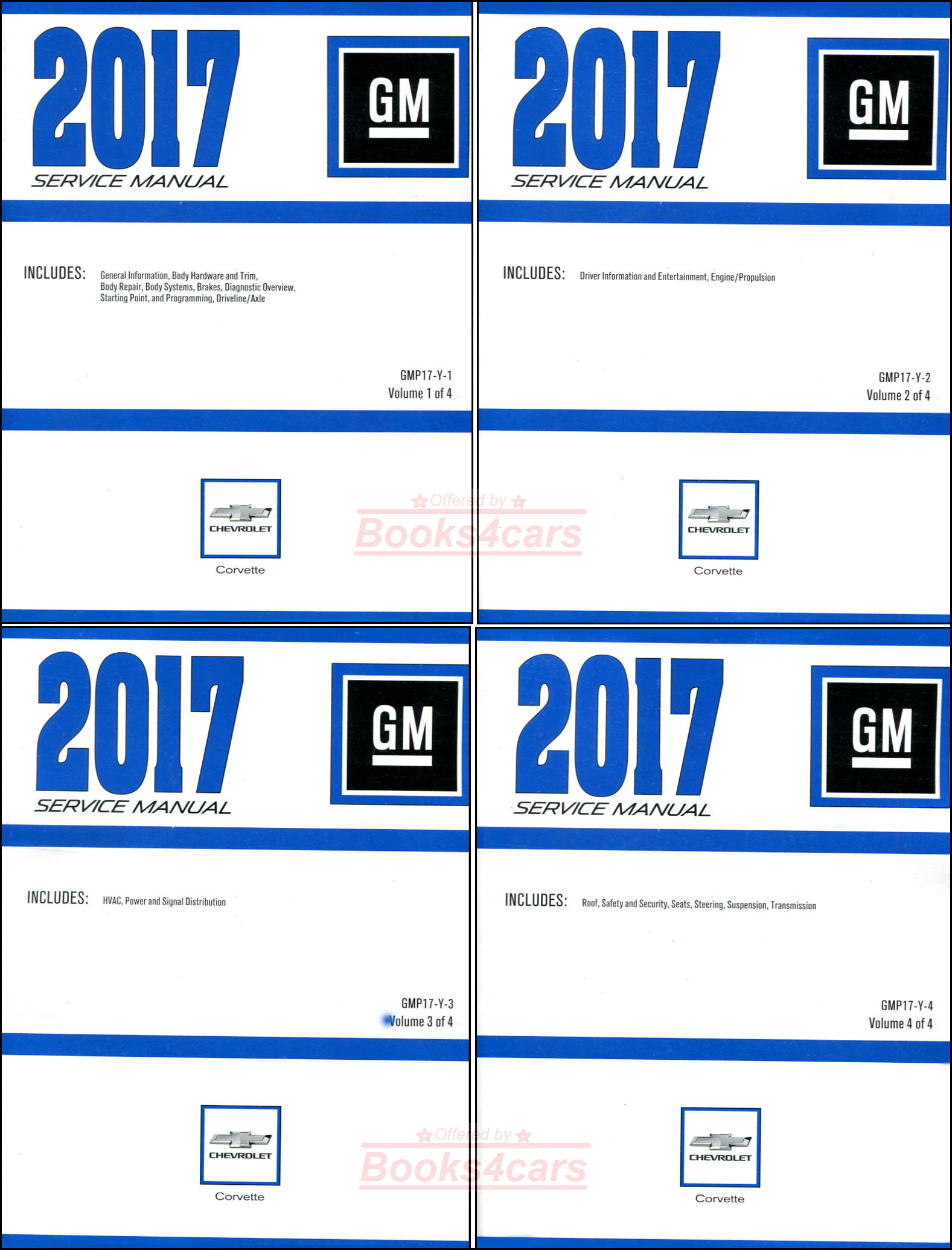 view cover of 2017 Corvette Shop Service Repair manual by Chevrolet 4 volumes